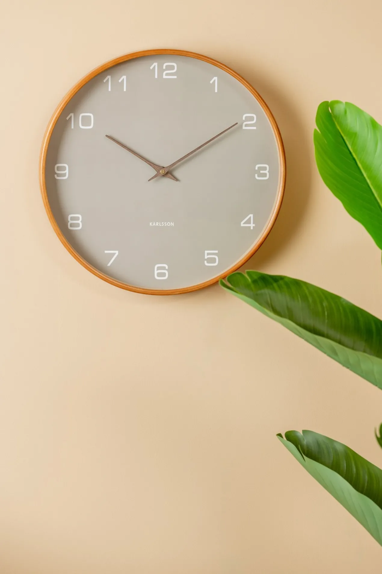 Wall clock Acento wood light grey