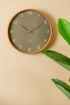 Wall clock Acento wood moss green