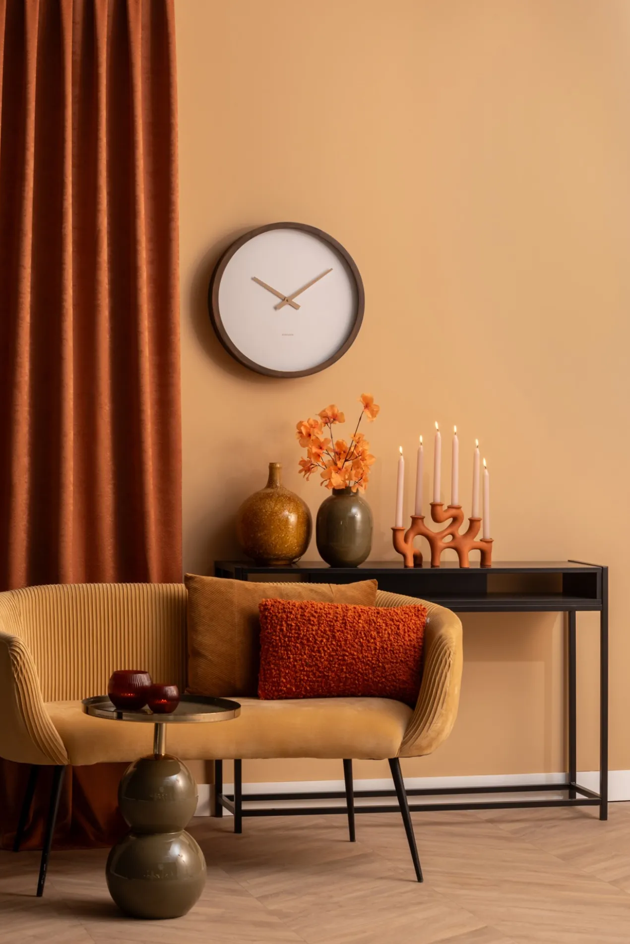 Wall clock Ancho dark wood medium