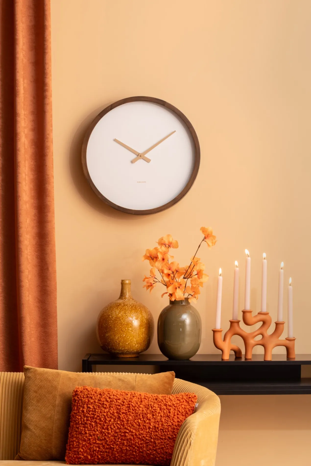 Wall clock Ancho dark wood medium