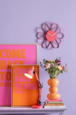 Wall clock Arkis iron bright pink