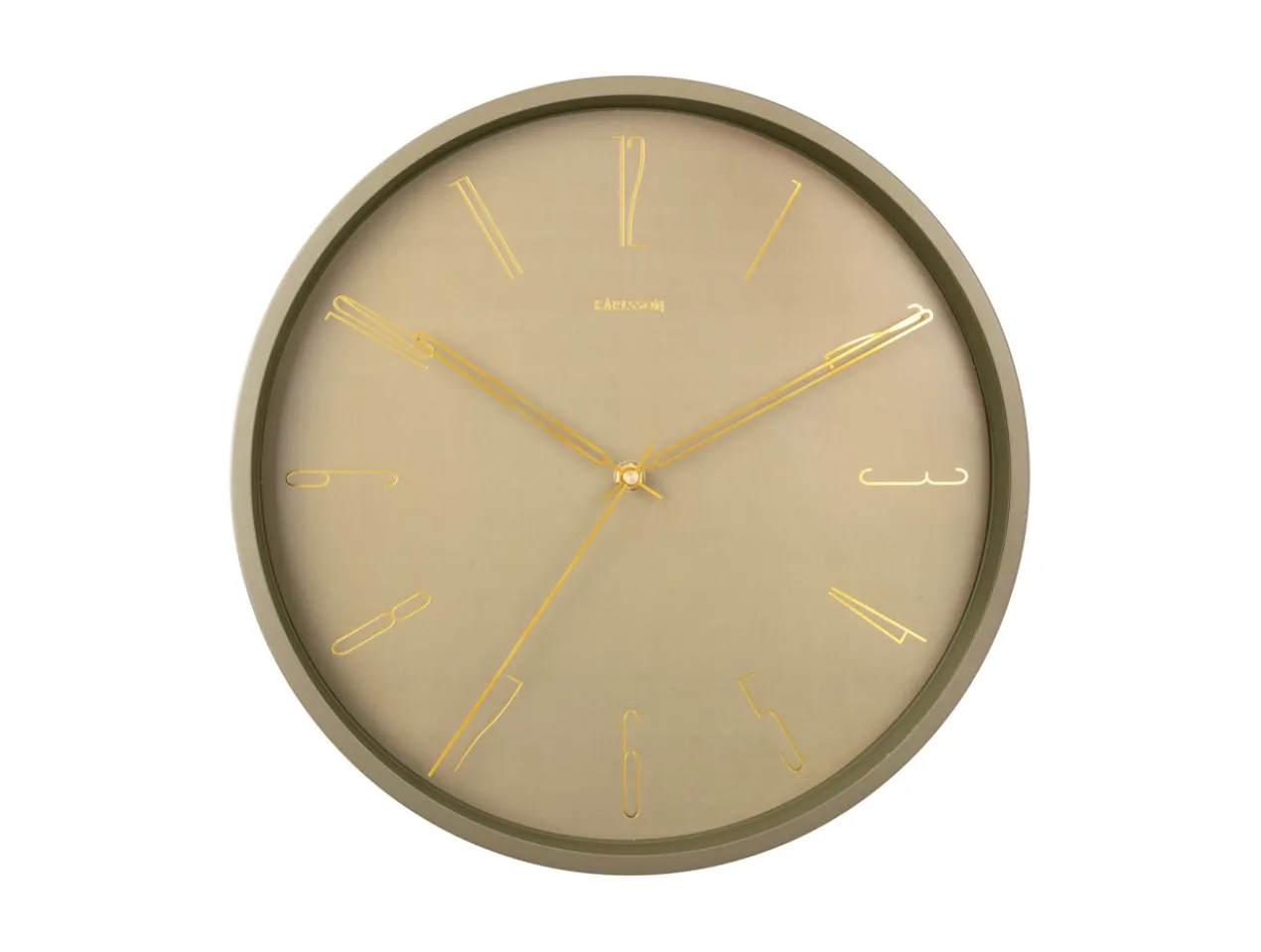Wall clock Belle Numbers metal moss green