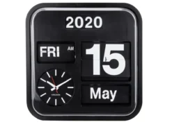 Wall clock Big Flip black casing, black dial