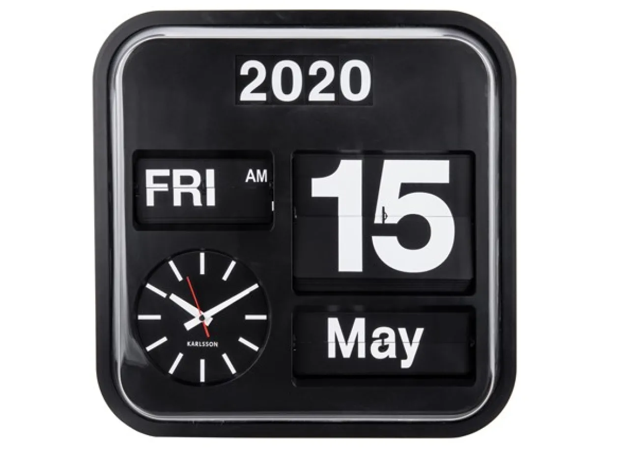 Wall clock Big Flip black casing, black dial
