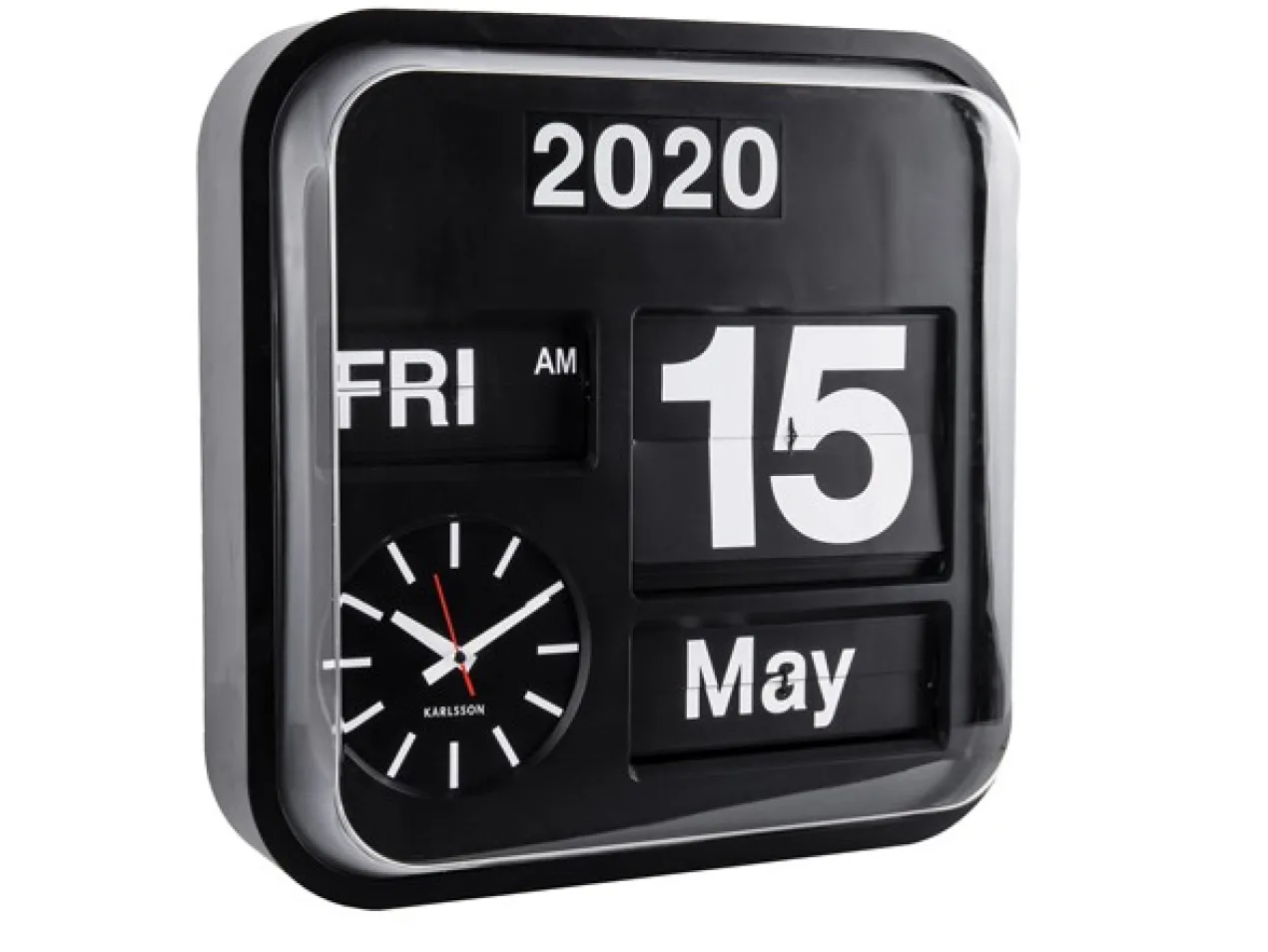 Wall clock Big Flip black casing, black dial
