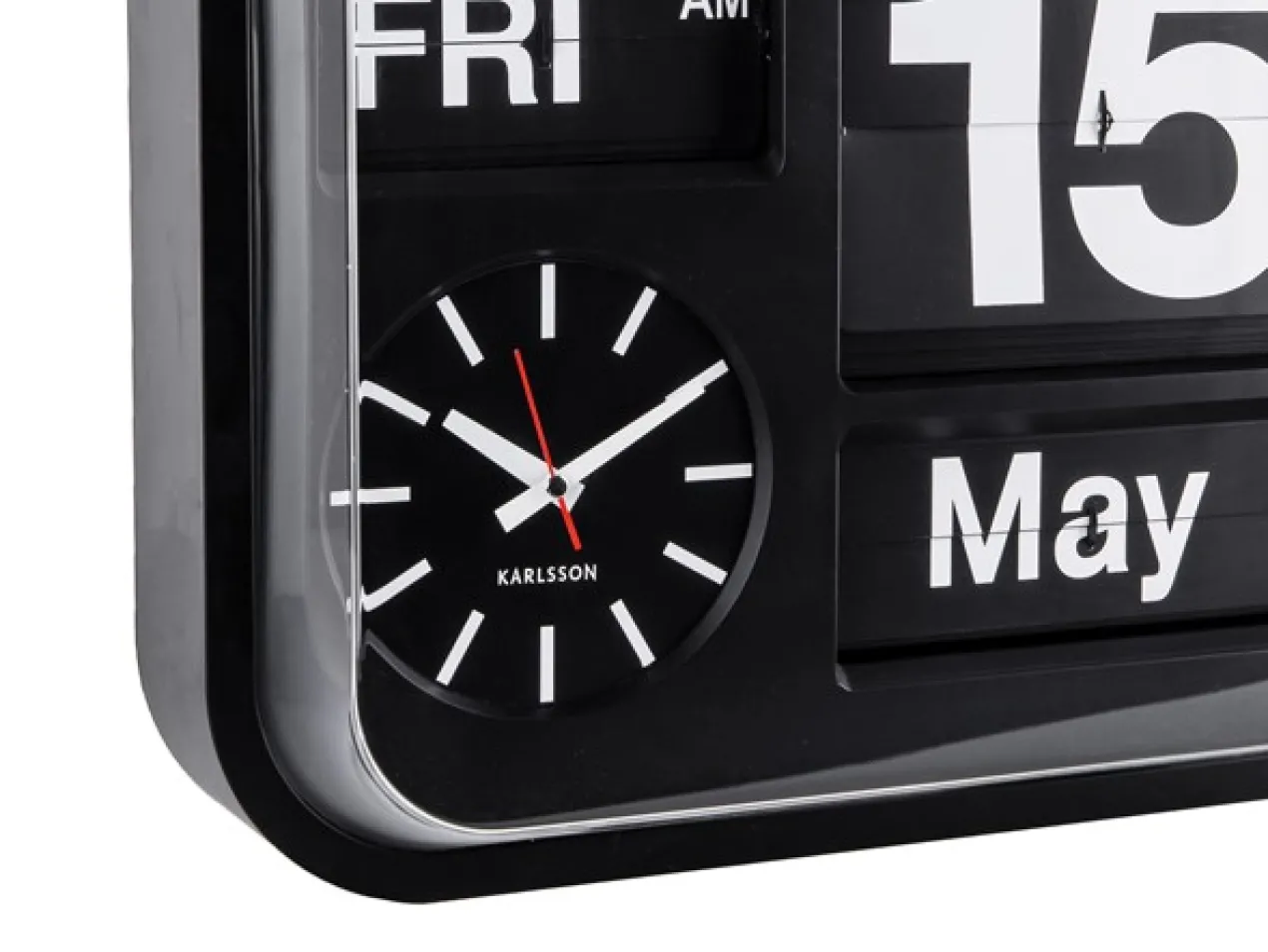 Wall clock Big Flip black casing, black dial