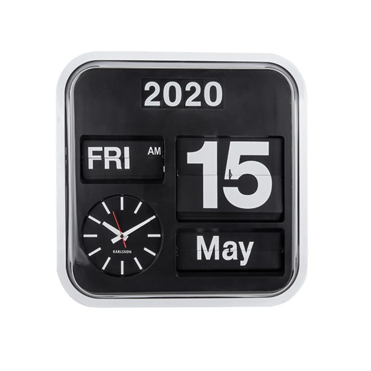 Wall clock Big Flip white casing, black dial