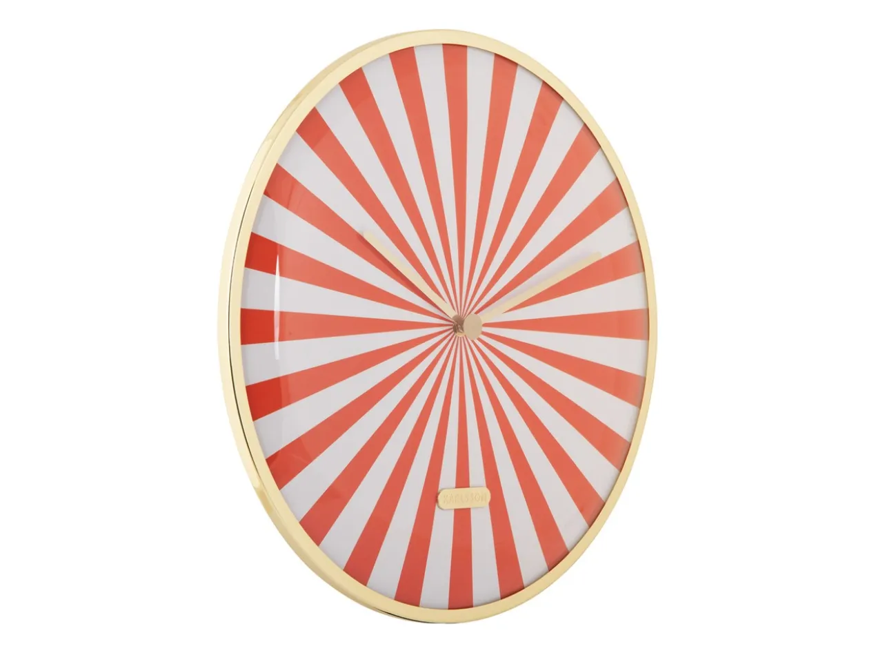 Wall clock Candy Swirl Dome bright orange & white