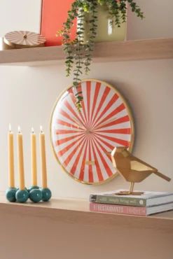 Wall clock Candy Swirl Dome flamingo pink & white