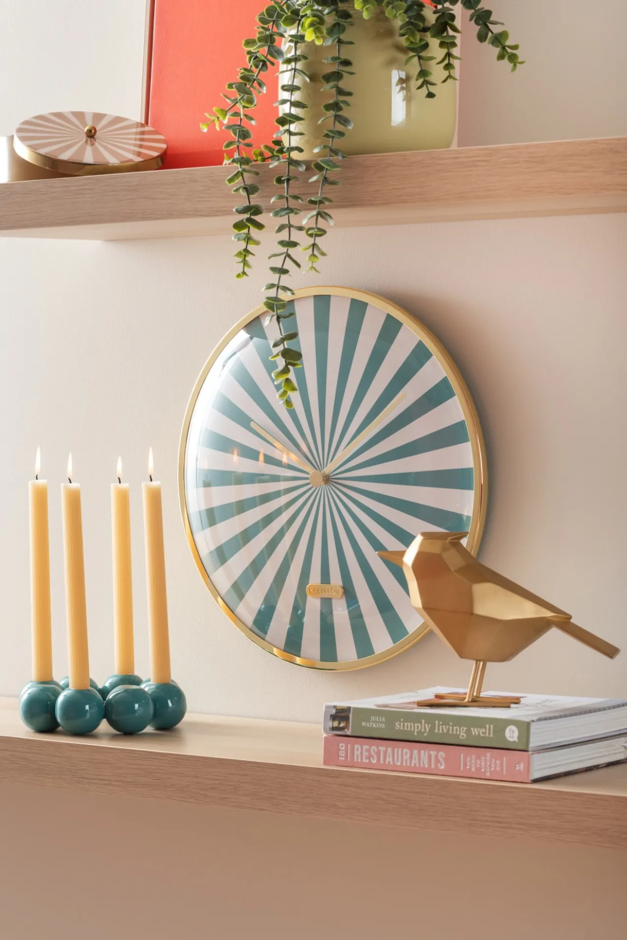 Wall clock Candy Swirl Dome soft brown & white