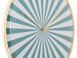 Wall clock Candy Swirl Dome turquoise blue & white
