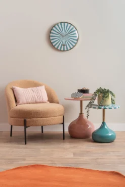 Wall clock Candy Swirl Dome turquoise blue & white