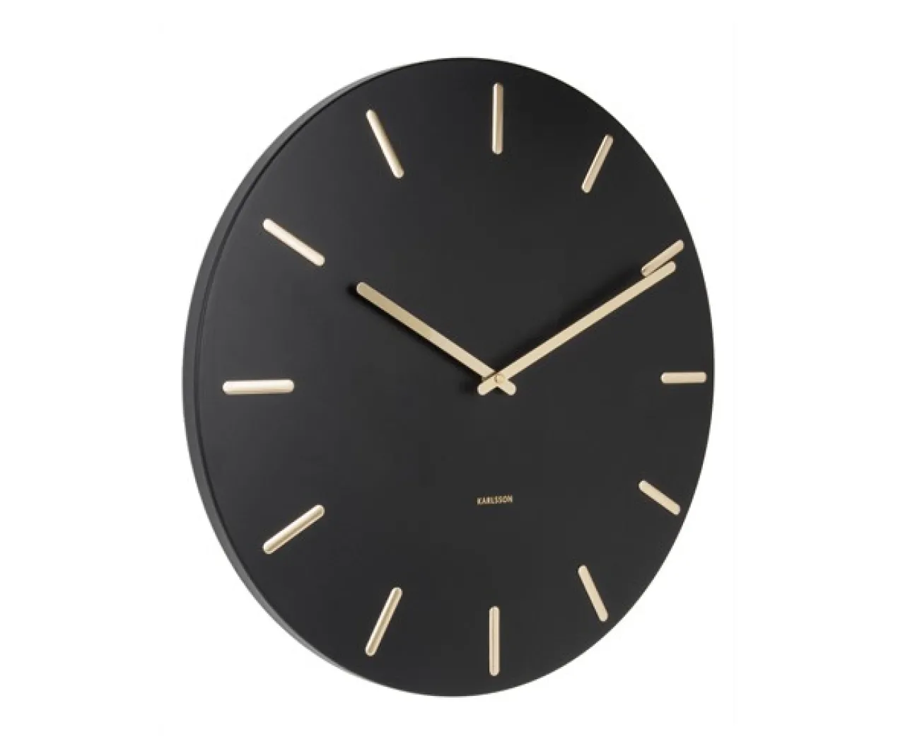 Wall clock Charm black steel with gold battons