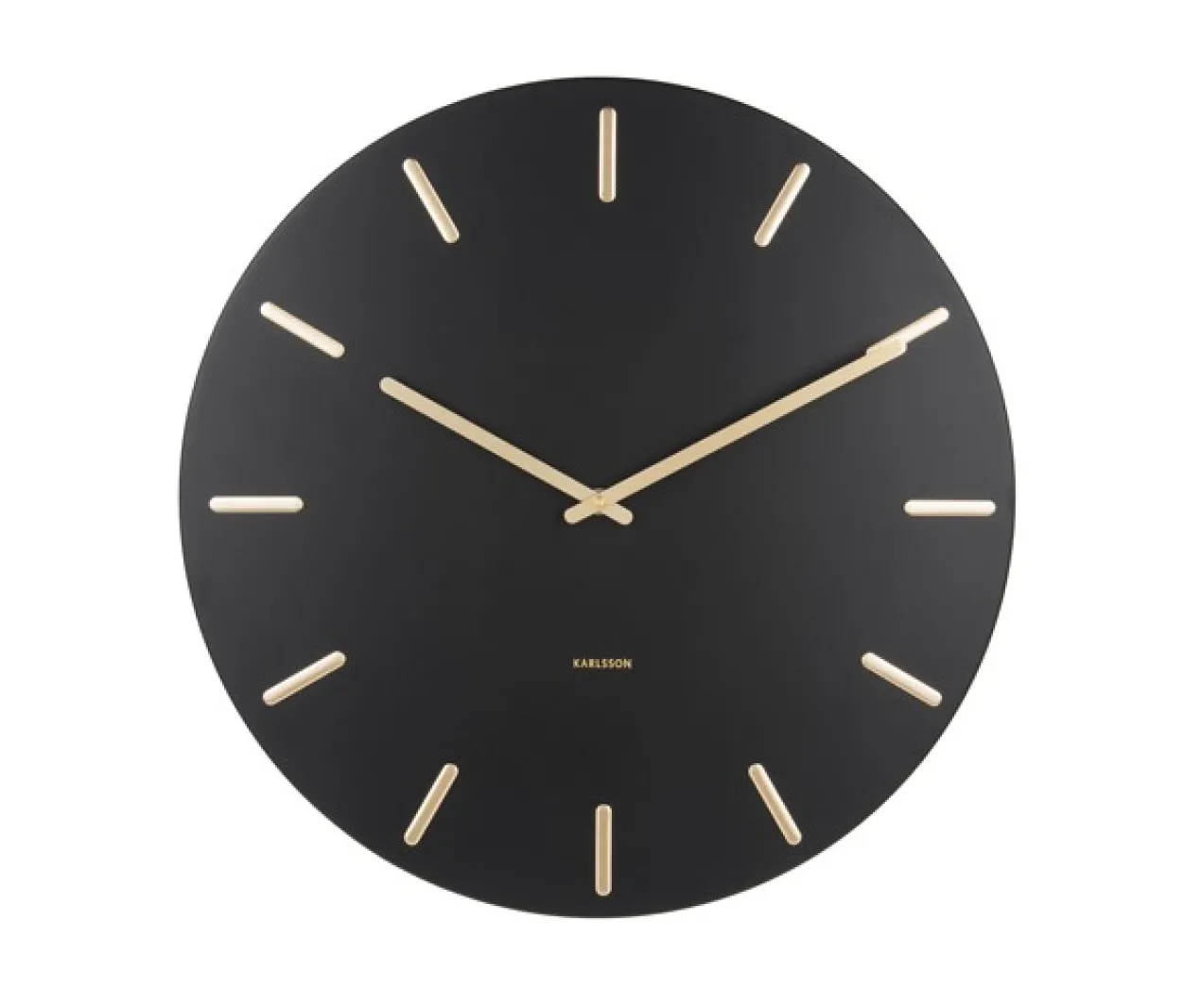 Wall clock Charm black steel with gold battons