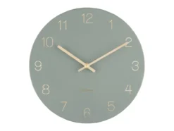 Wall clock Charm engraved numbers small jungle grn