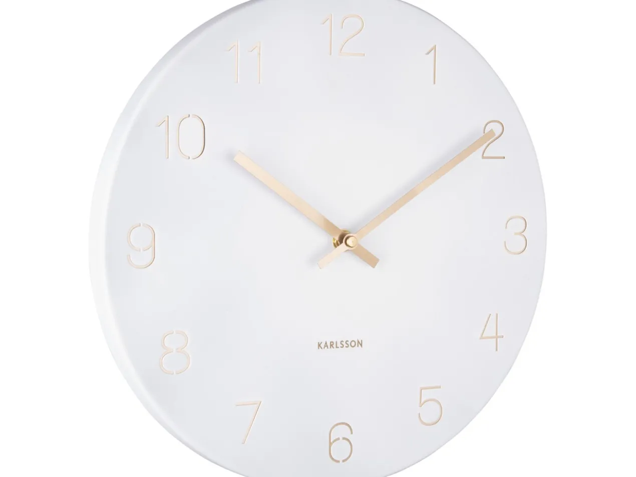 Wall clock Charm engraved numbers small white