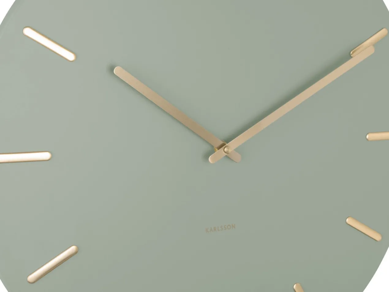 Wall clock Charm jungle green with gold battons