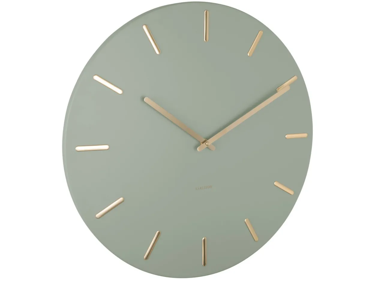 Wall clock Charm jungle green with gold battons