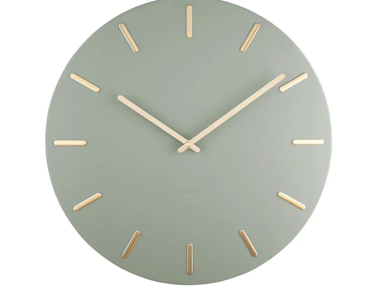 Wall clock Charm jungle green with gold battons