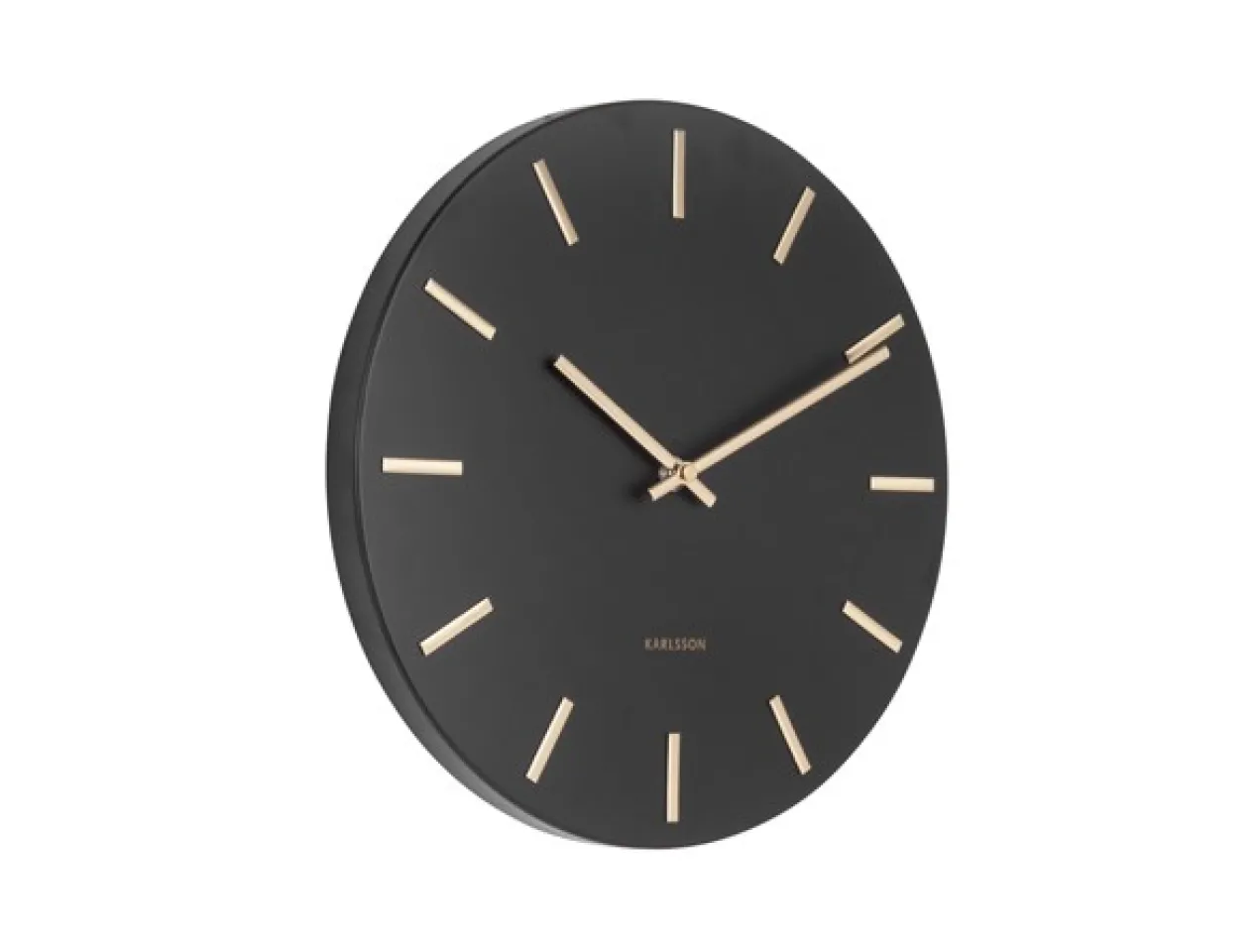 Wall clock Charm steel black w.gold battons small