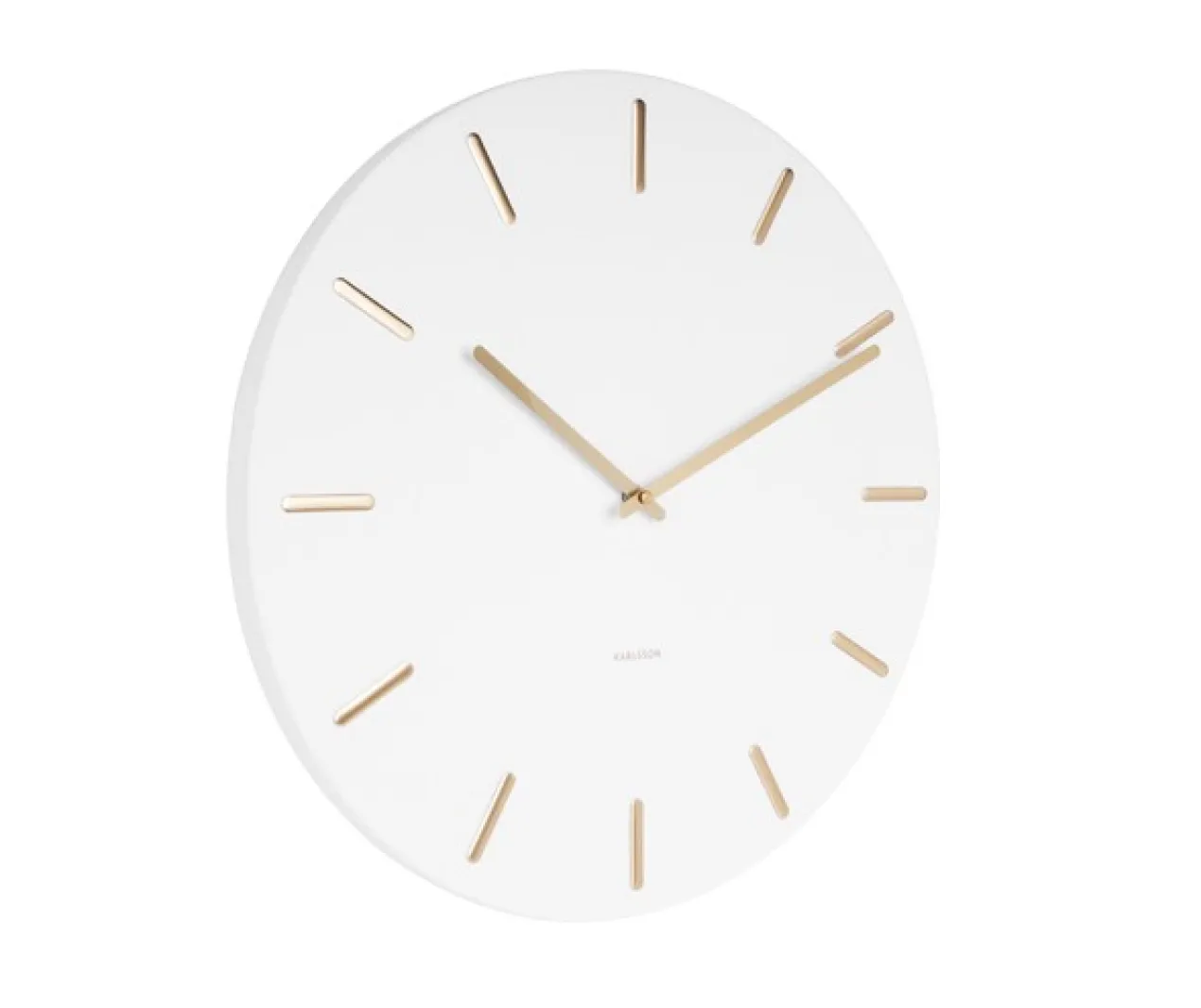 Wall clock Charm white steel with gold battons