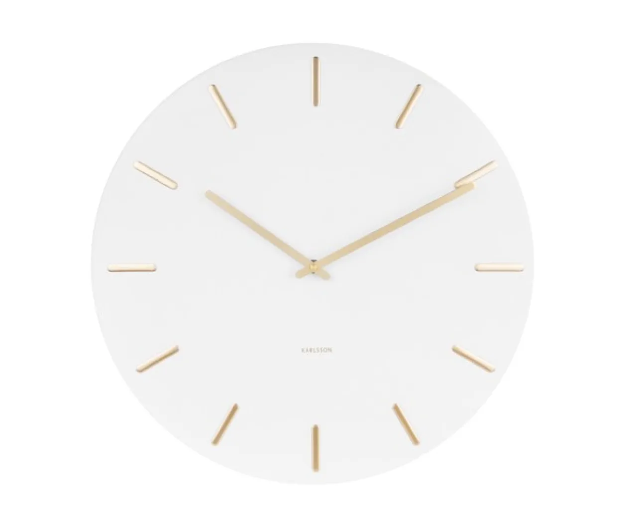 Wall clock Charm white steel with gold battons
