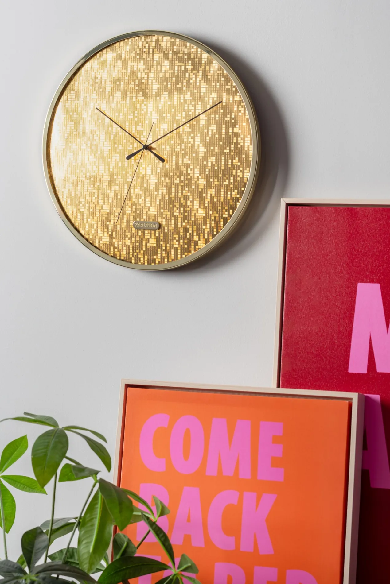Wall clock Disco gold