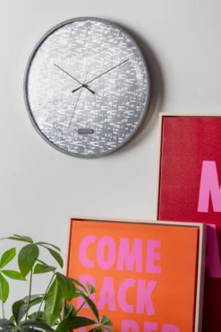 Wall clock Disco silver
