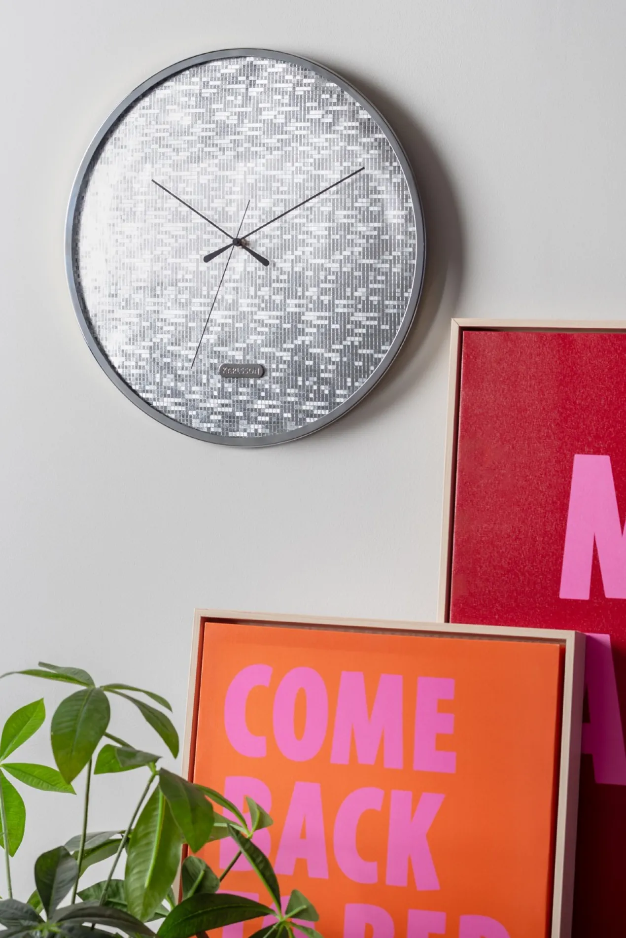 Wall clock Disco silver