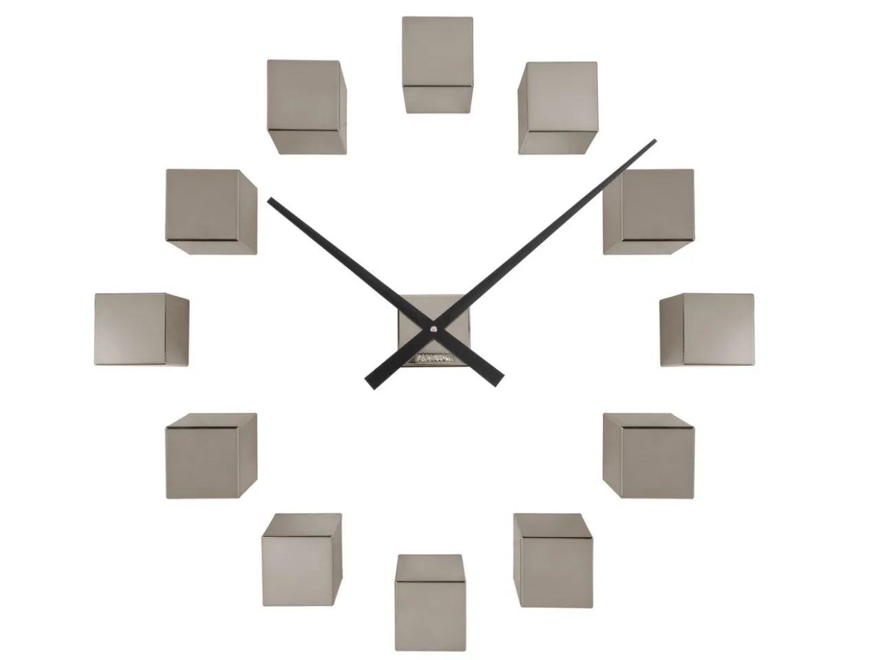 Wall clock DIY Cubic metallic dark grey