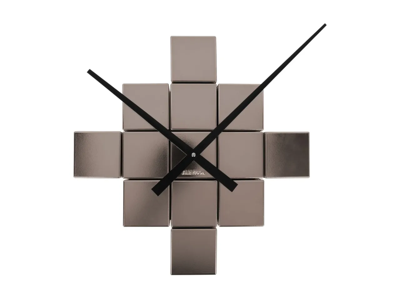Wall clock DIY Cubic metallic dark grey