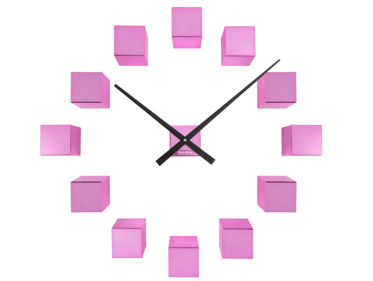 Wall clock DIY Cubic metallic dark pink