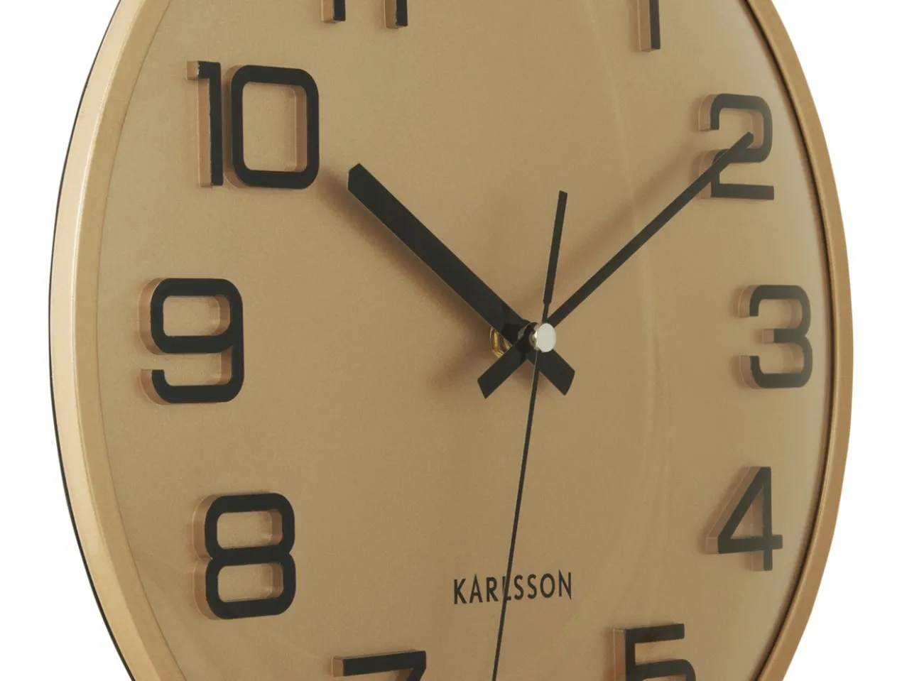 Wall clock 3D Numbers gold w. black
