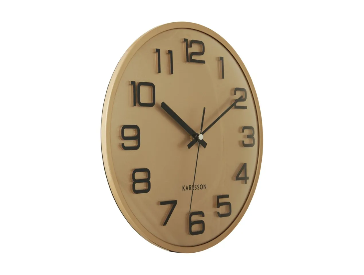 Wall clock 3D Numbers gold w. black