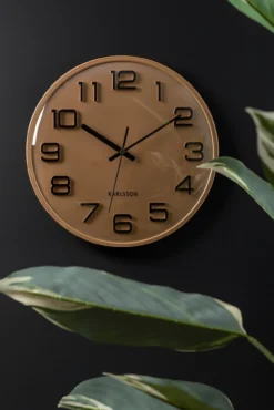 Wall clock 3D Numbers gold w. black