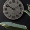 Wall clock 3D Numbers silver w. black