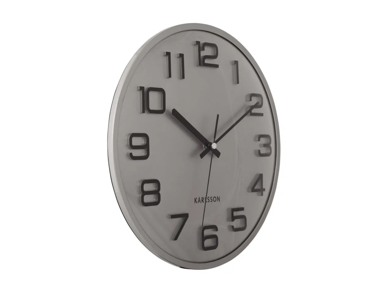 Wall clock 3D Numbers silver w. black