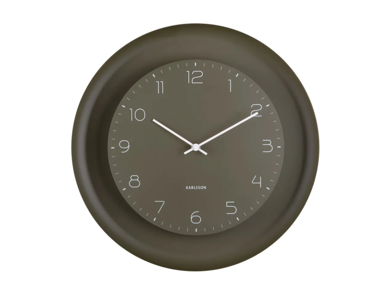 Wall clock Dual Disc metal moss green
