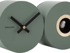 Wall clock Duo Cuckoo matt jungle green