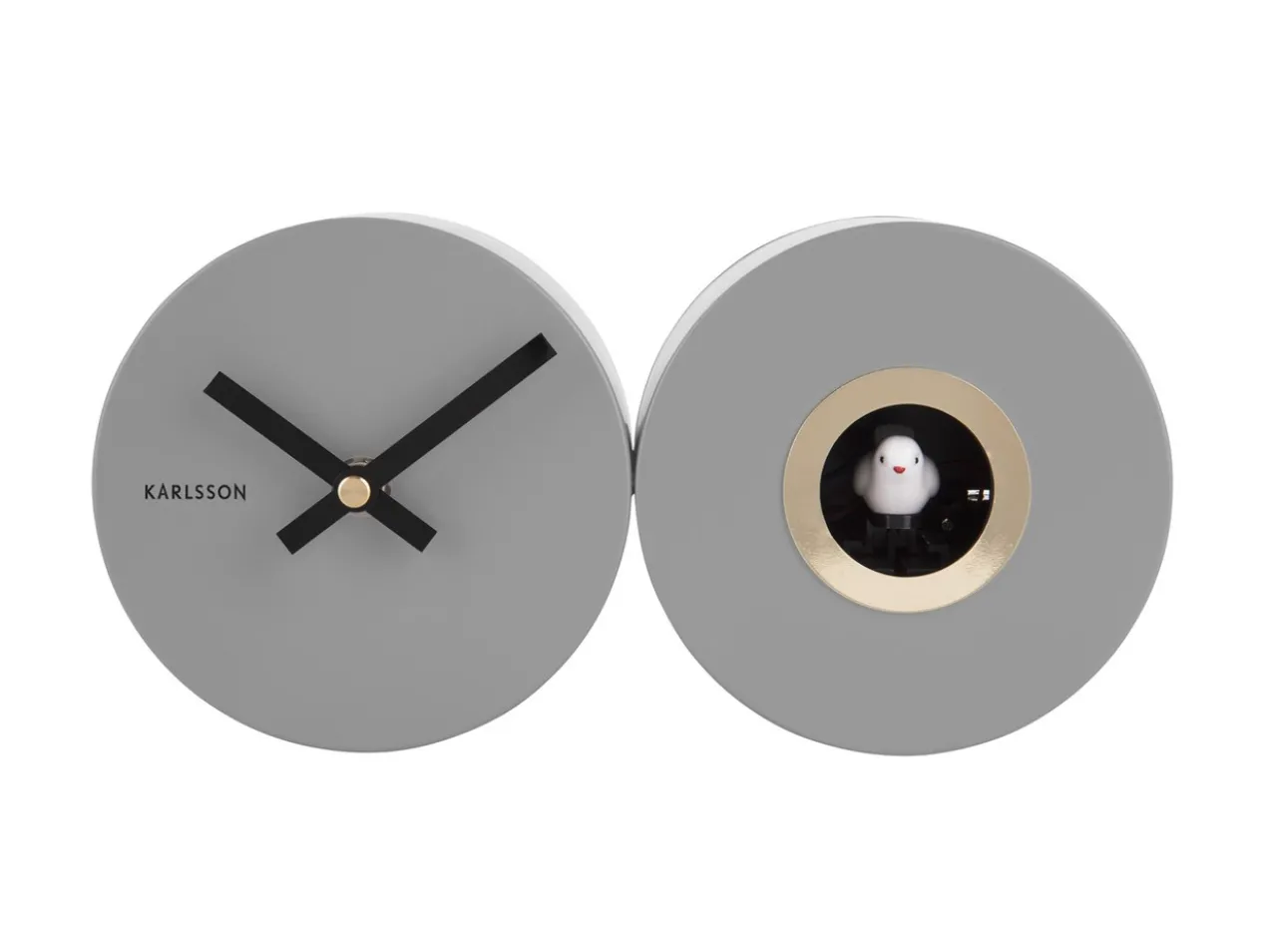 Wall clock Duo Cuckoo matt mouse grey