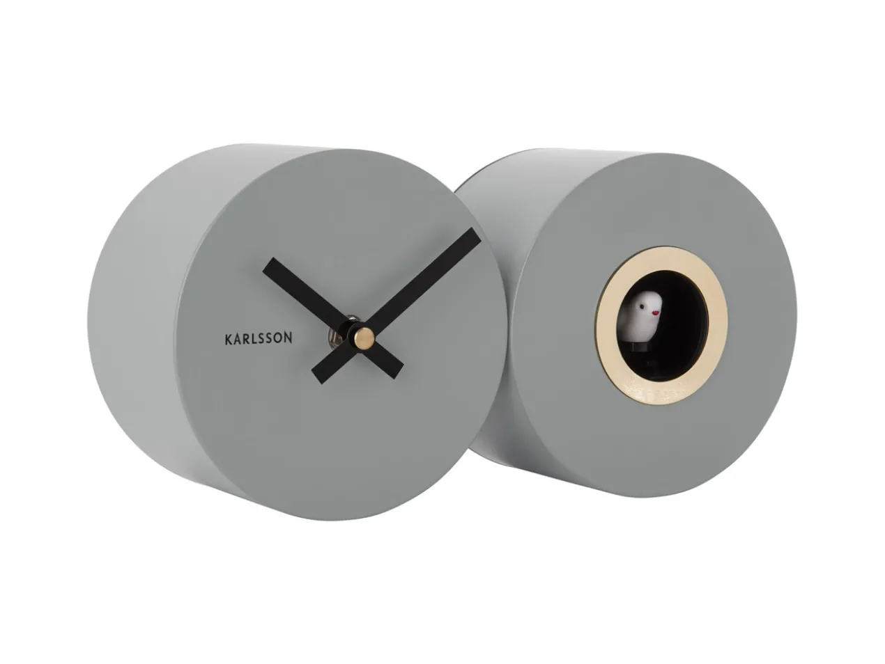 Wall clock Duo Cuckoo matt mouse grey
