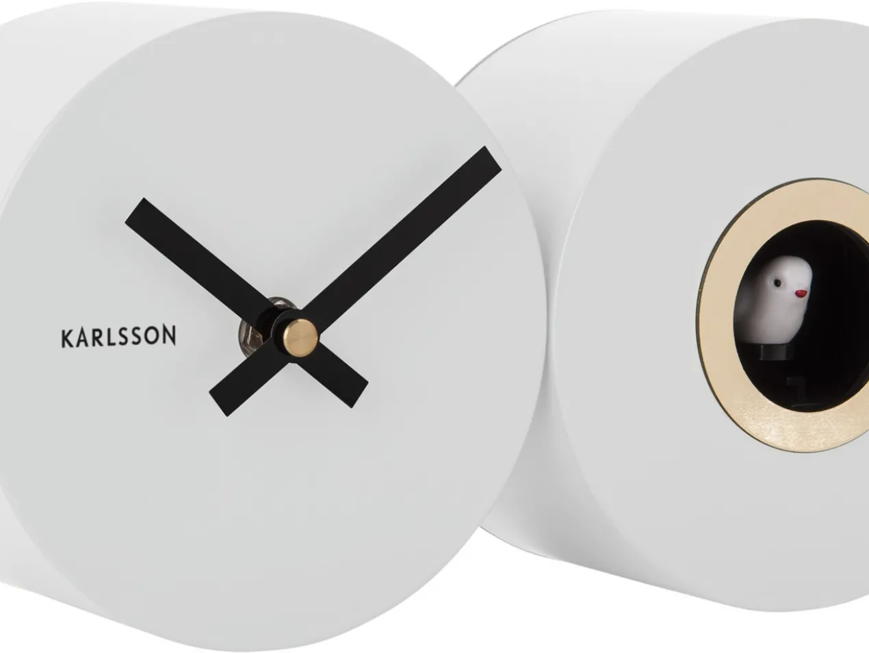 Wall clock Duo Cuckoo matt white