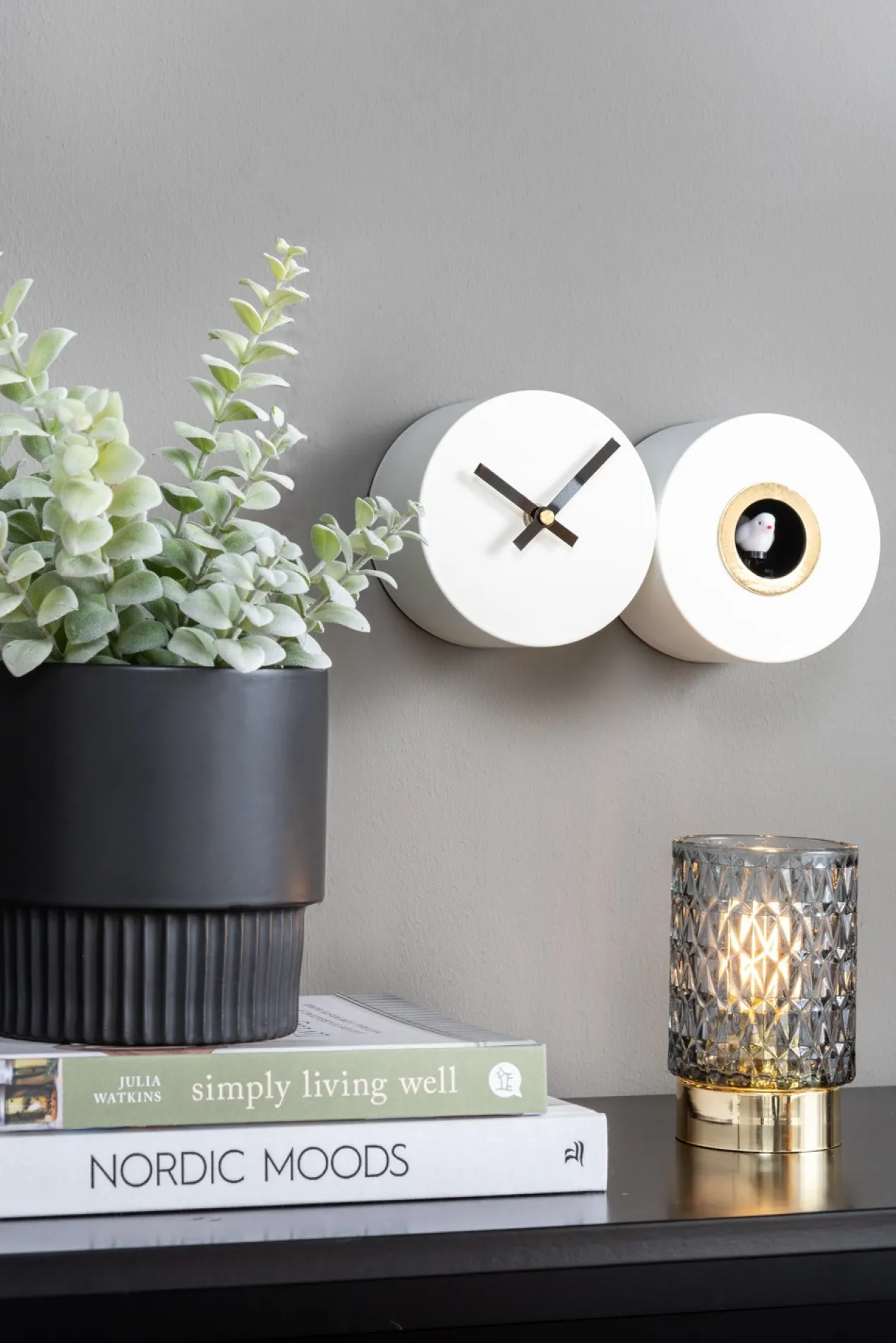 Wall clock Duo Cuckoo matt white