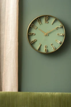 Wall clock Elevated Glam metallic jungle green