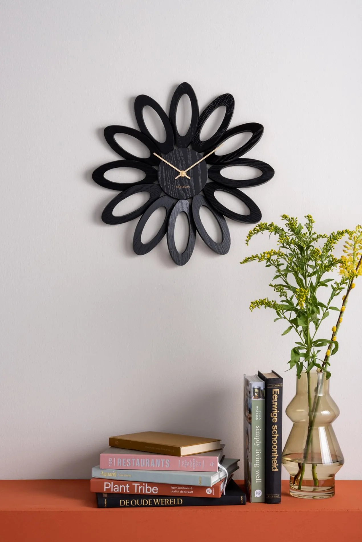 Wall clock Fiore wood veneer black