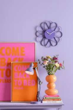 Wall clock Funky Spider bright purple