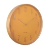 Wall clock Gracil wood ochre yellow