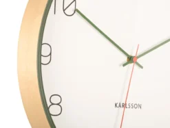 Wall clock Joy wood w. dark green accents