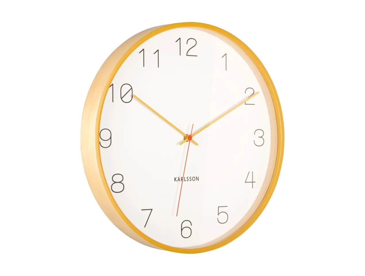 Wall clock Joy wood w. ochre yellow accents