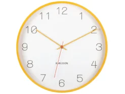 Wall clock Joy wood w. ochre yellow accents